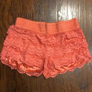 Salmon Colored Lace Shorts